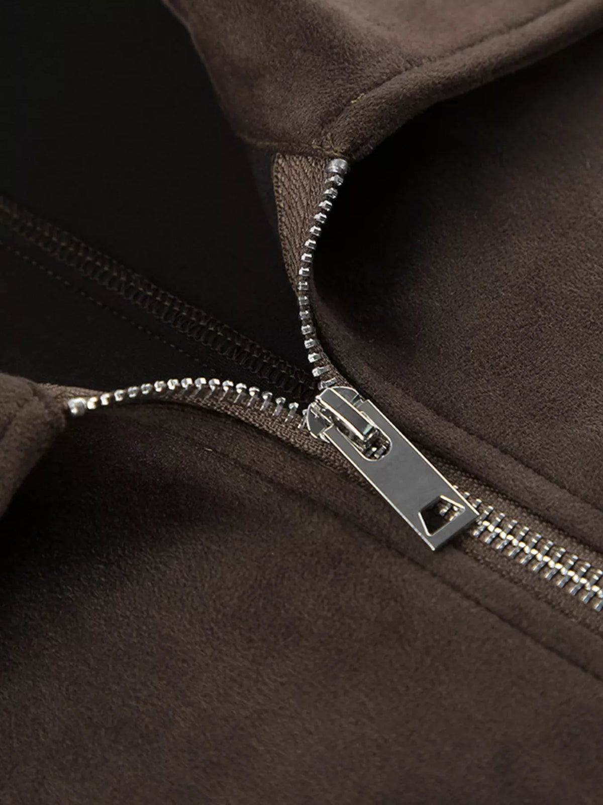 Faux Suede Utility Jacket with Front Pockets, zipper detail