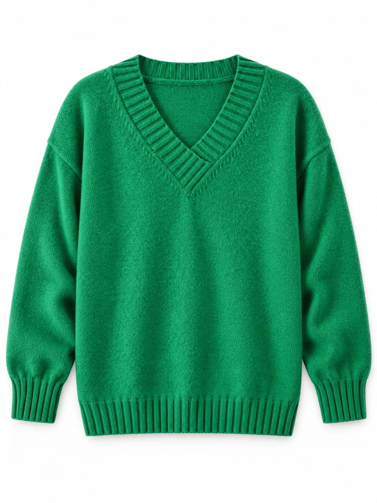 V-neck sweater, green front