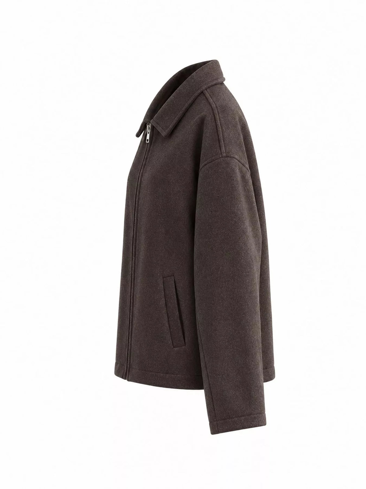 Zip-Up Dropped Shoulder Jacket — side view