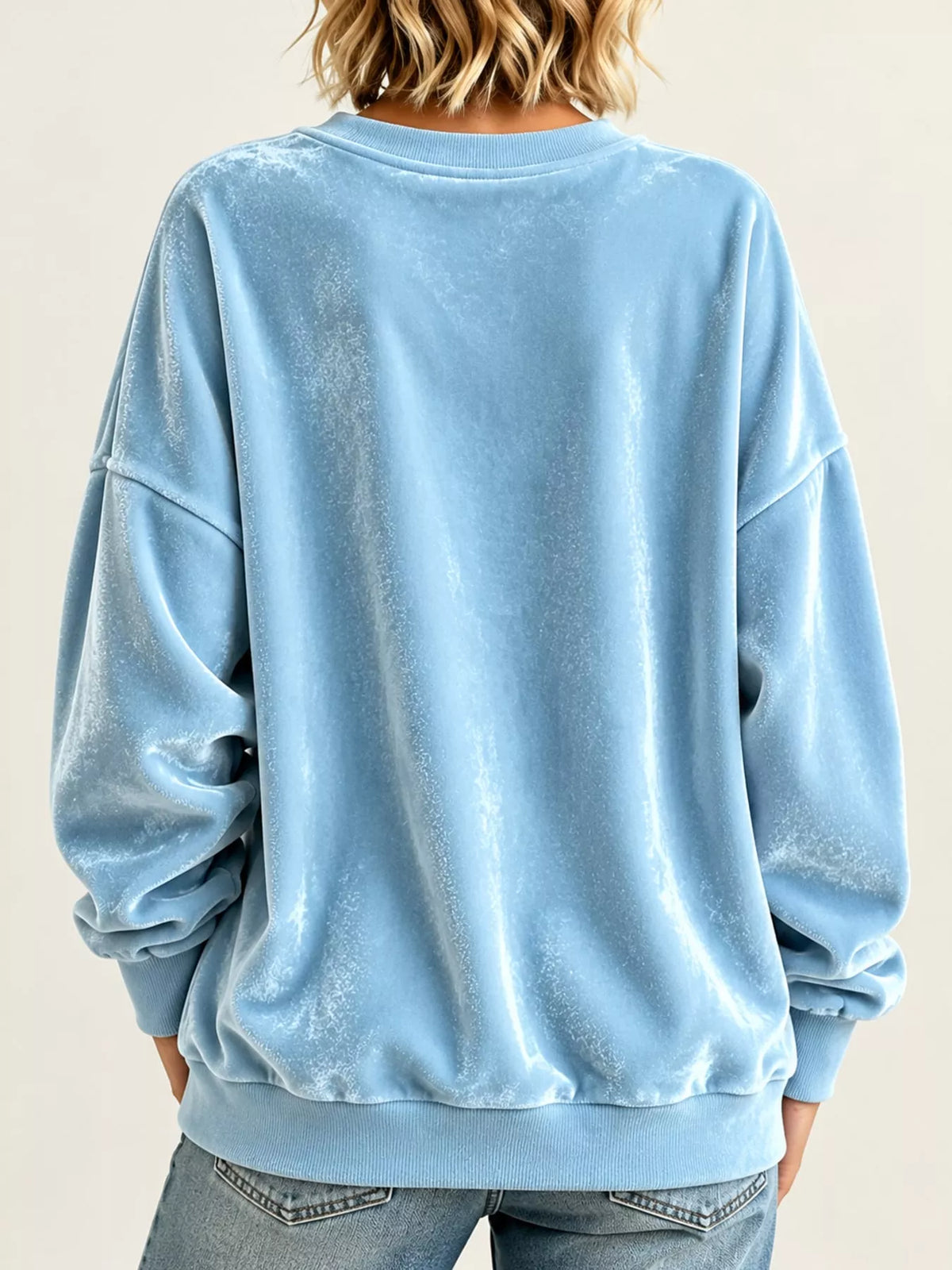 Crew-neck sweatshirt, light blue back