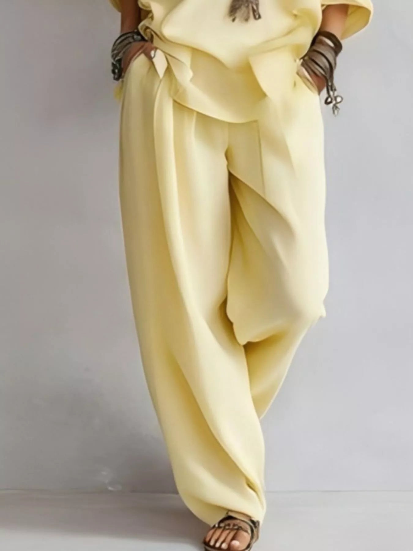 Trendsi Off-Shoulder Loose Fit Top and Pants Two-Piece Set -