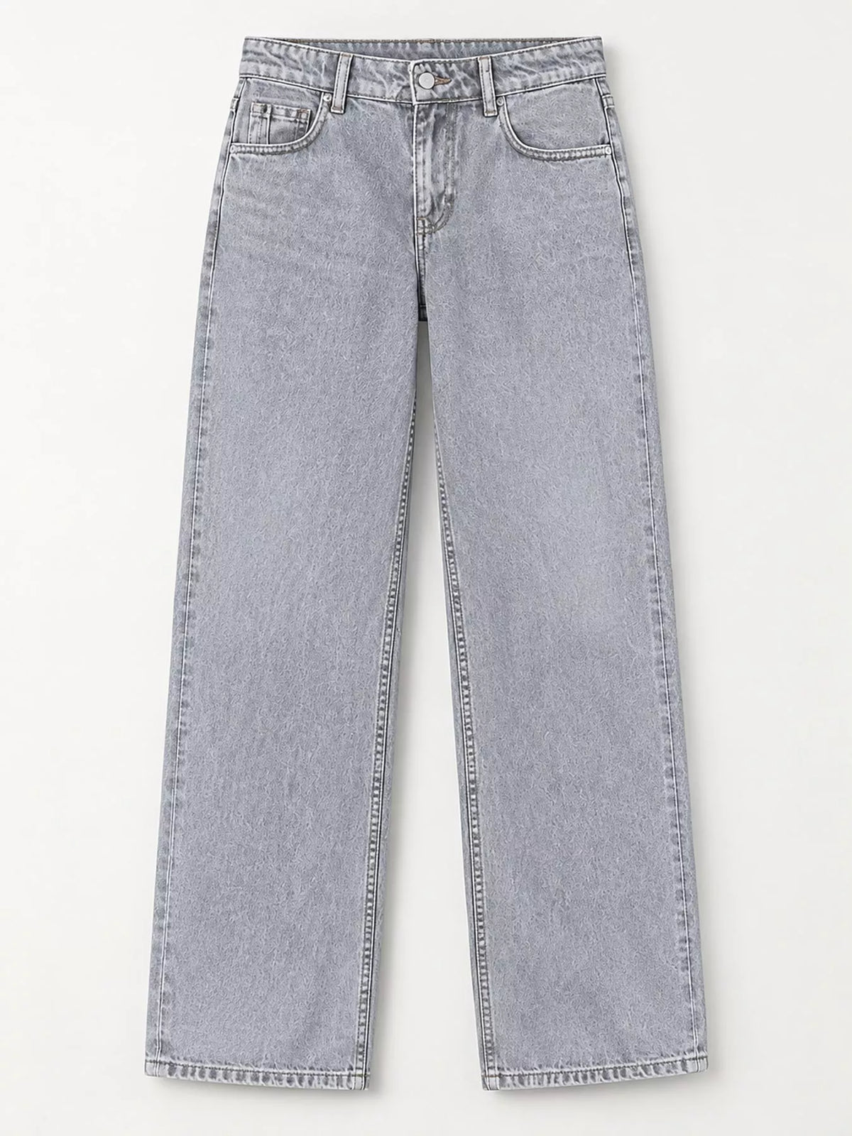 Wide-Leg Vintage Wash Jeans in light gray, front view