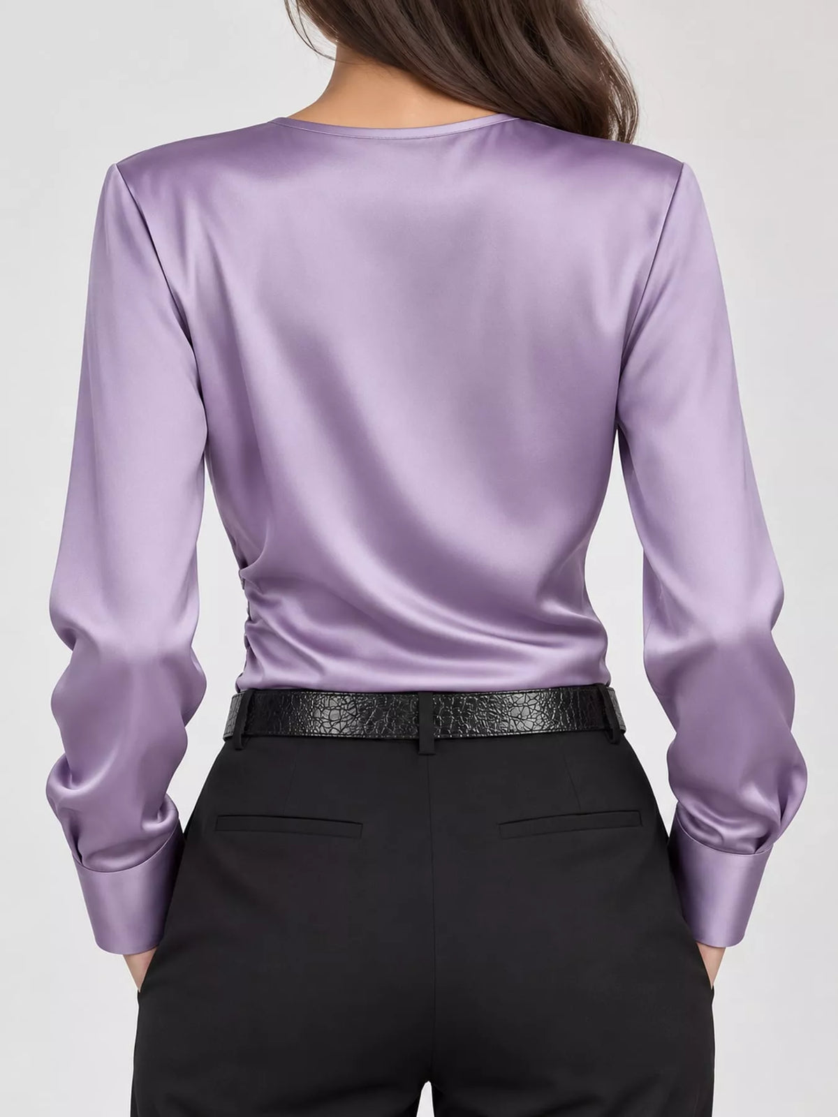 Surplice blouse, lilac back