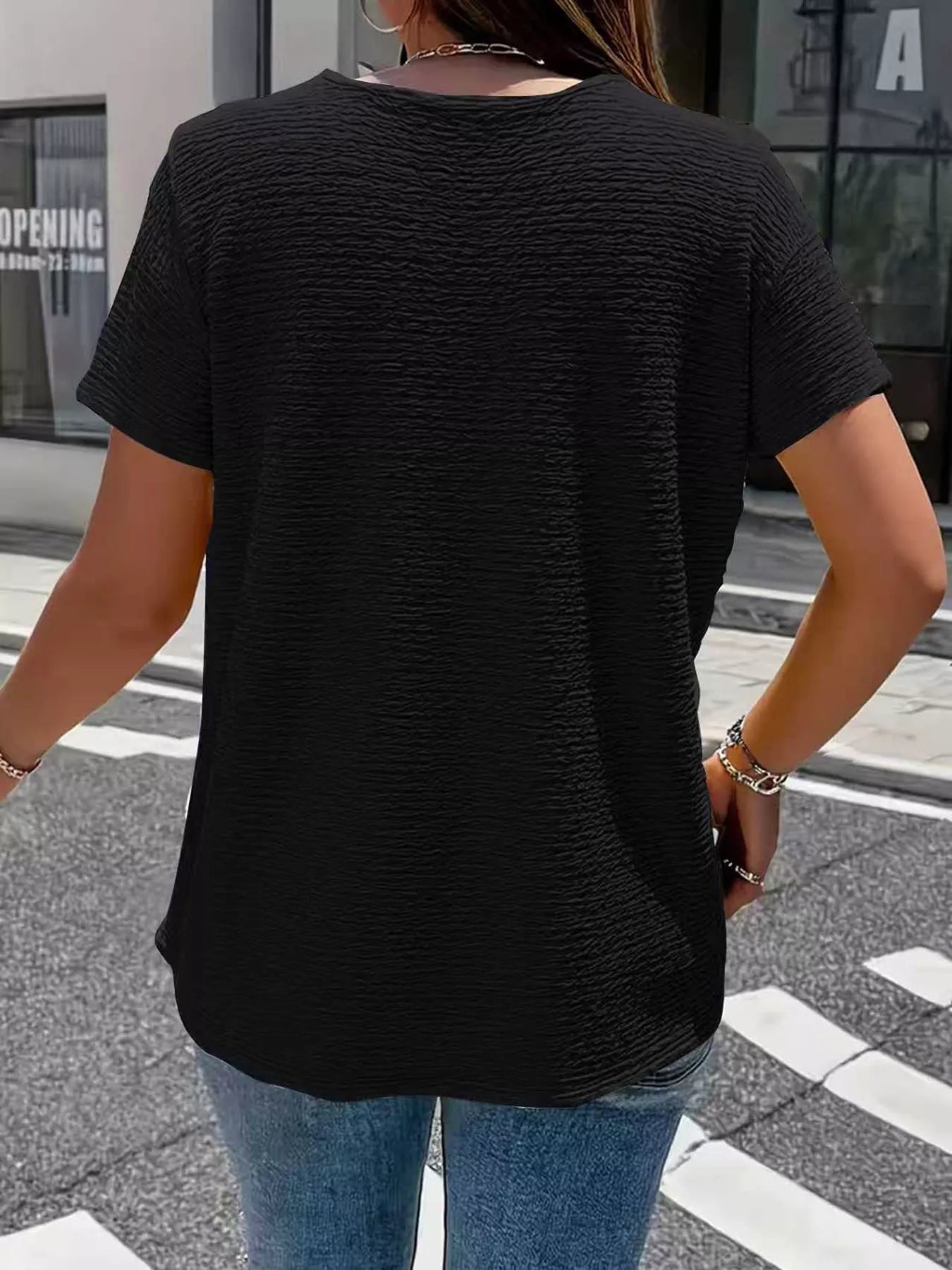 Trendsi Textured Short Sleeve Top -