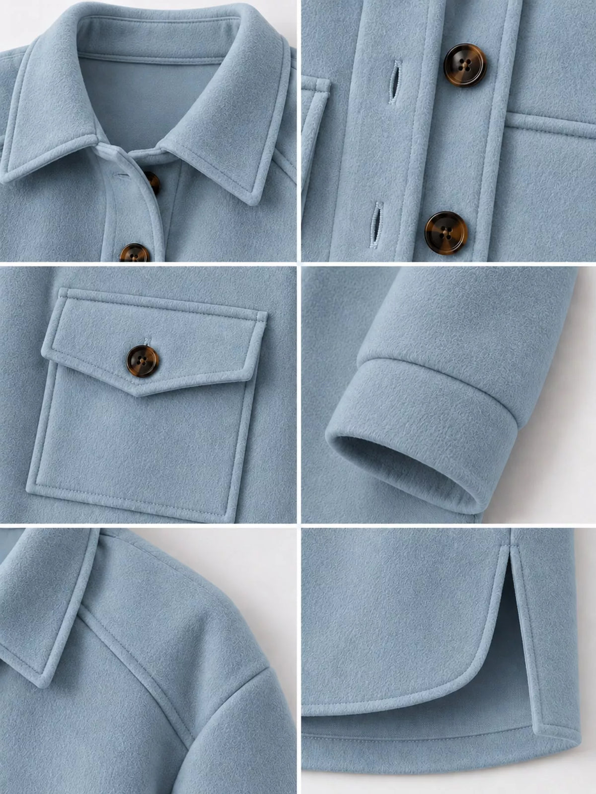 Belted Button-Down Shirt Jacket — garment construction details