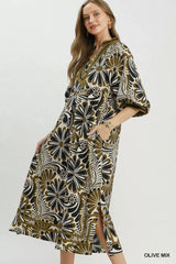 Trendsi Umgee Abstract Print Midi Dress -