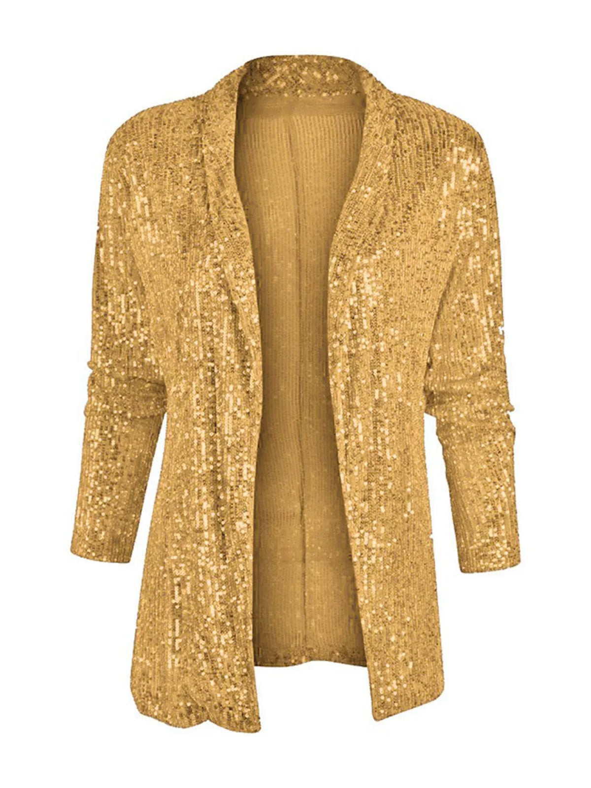 Sequin Open-Front Blazer in gold