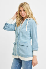 Trendsi RISEN One Button Blazer with Hoodie Jacket -