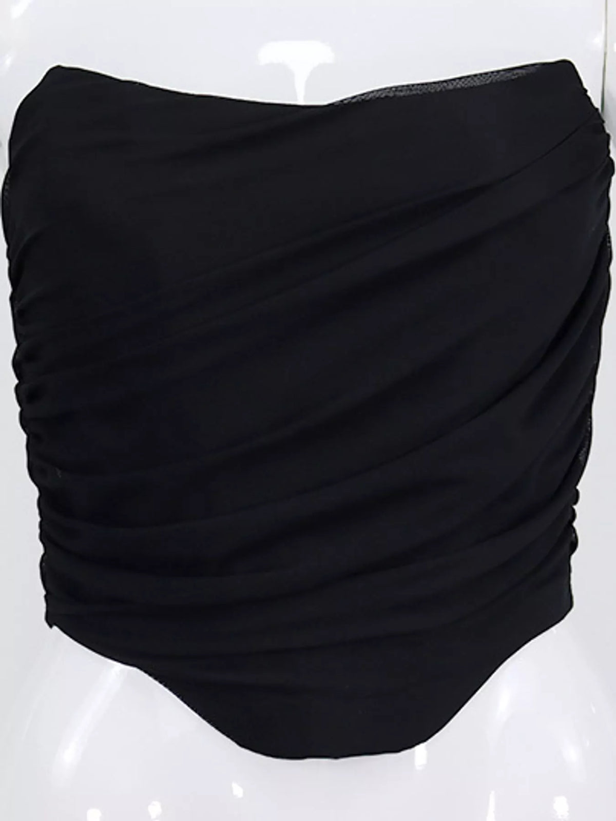 Corset Style Ruched Tube Top in black