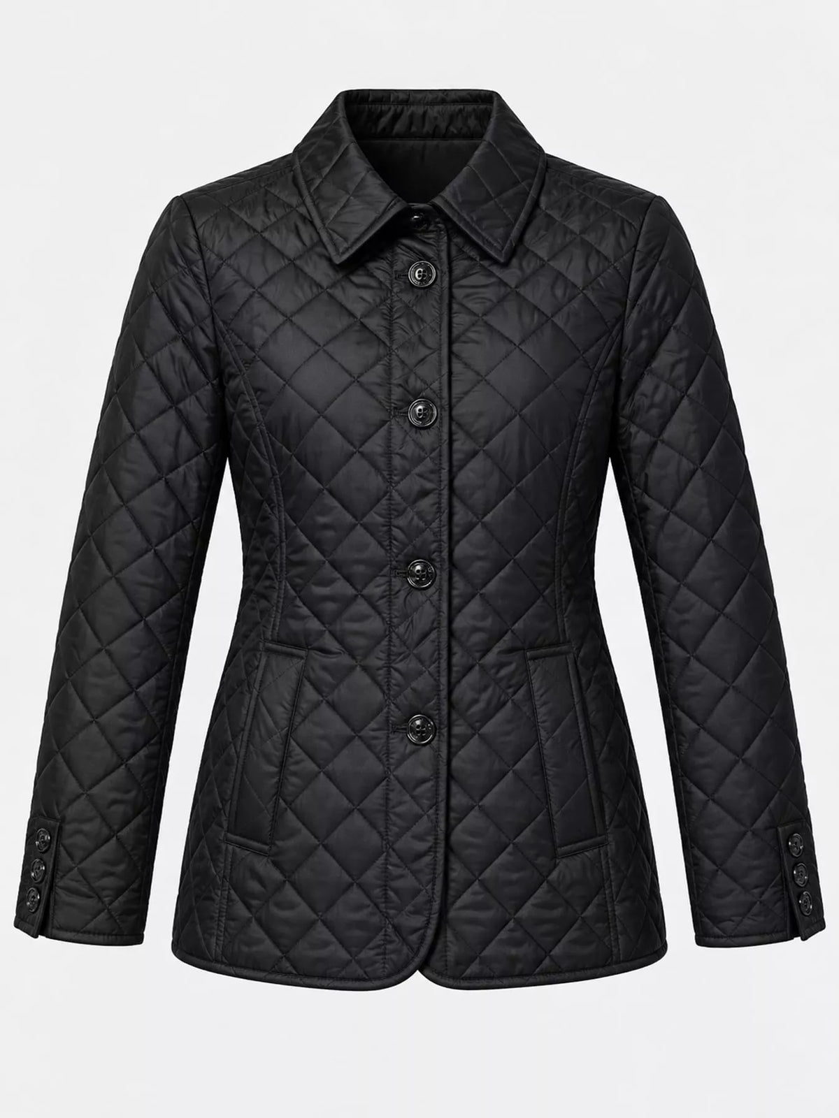 Quilted Lightweight Button-Down Jacket — garment front