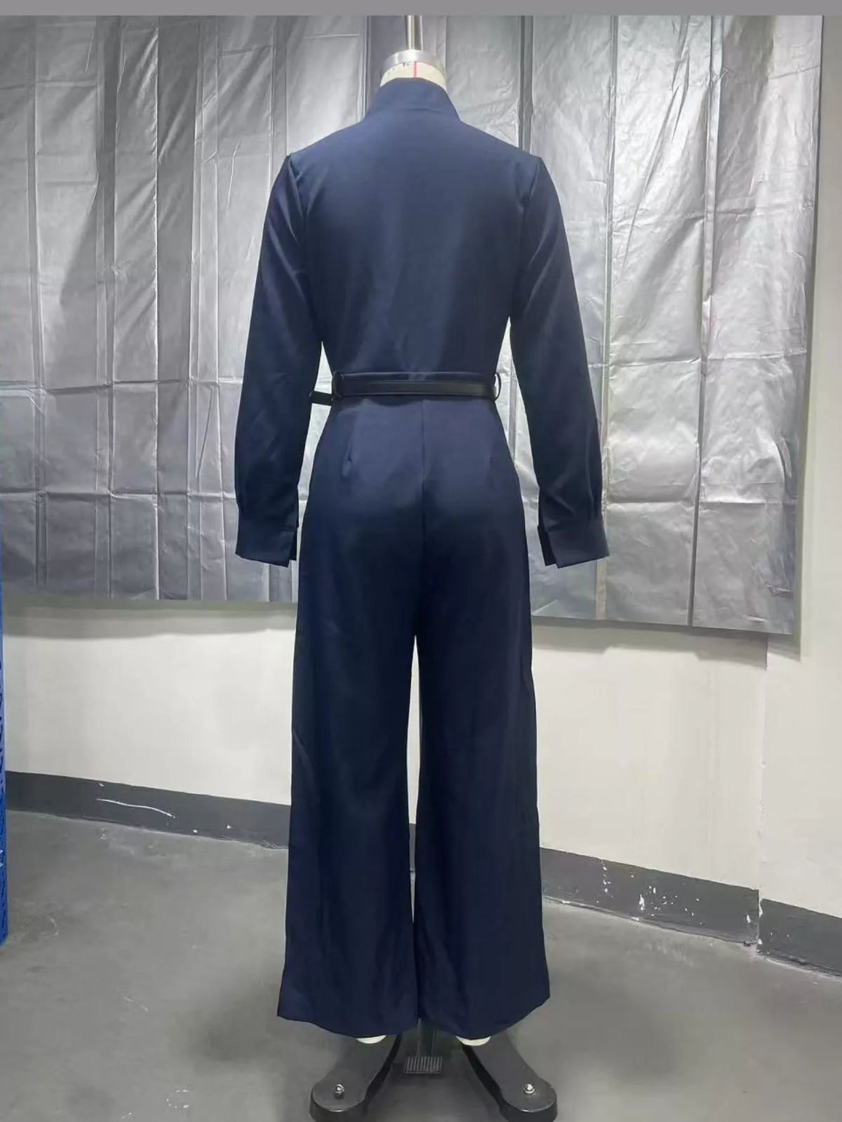 Button Front Wide-Leg Jumpsuit — garment back