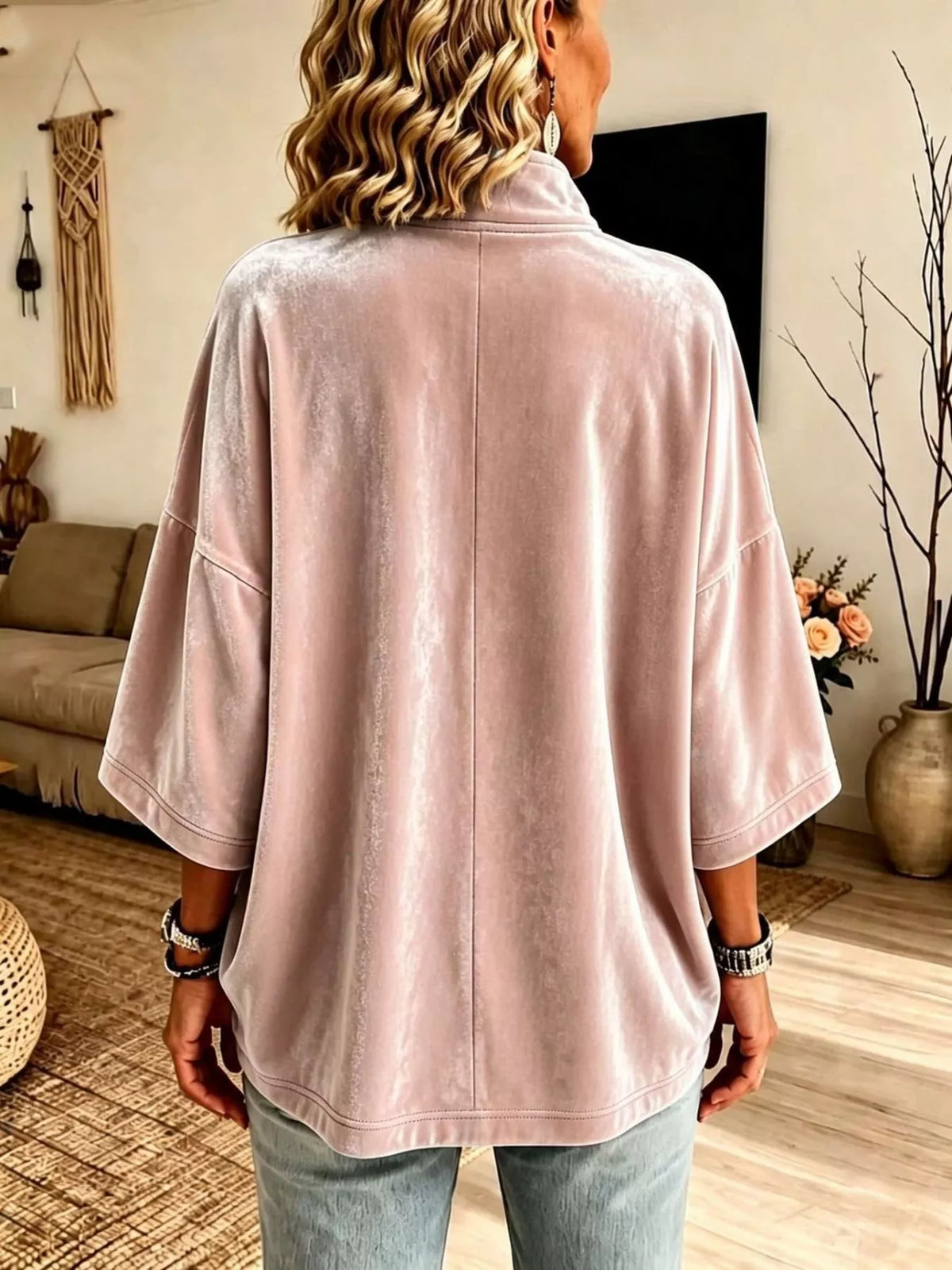 Trendsi Full Size Velvet Quarter-Zip Sweatshirt Plus Size -