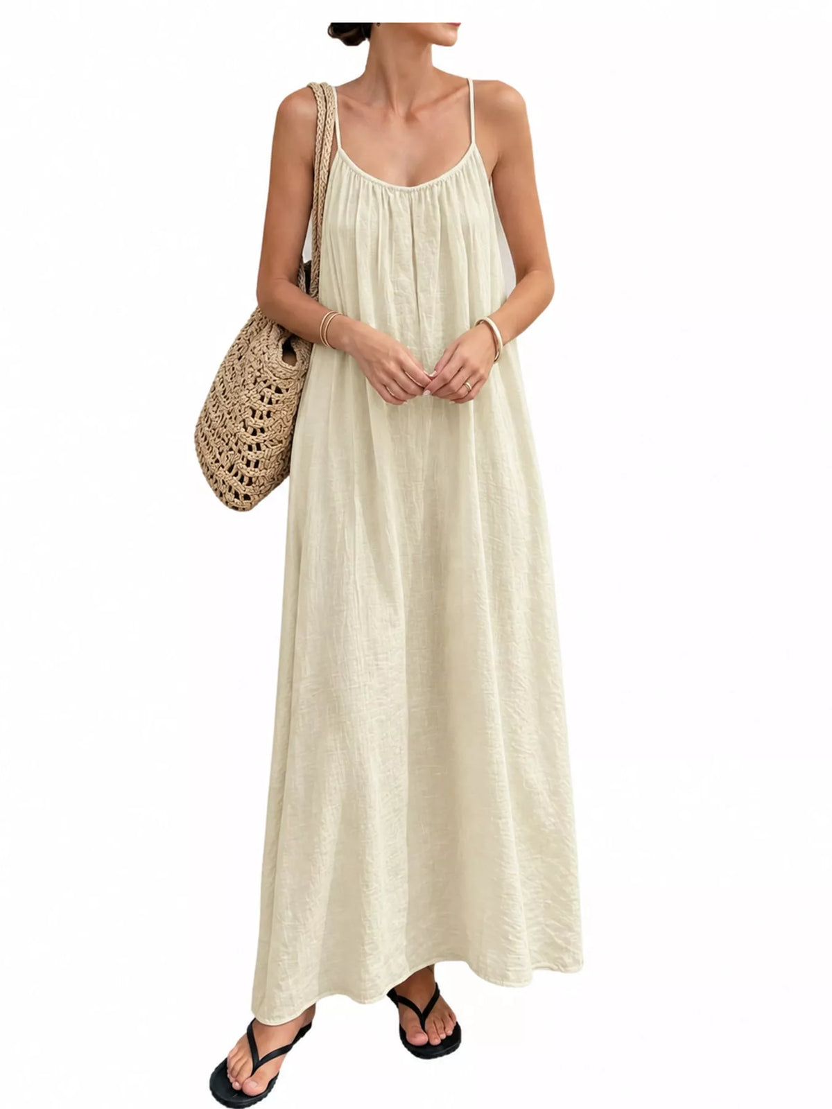 Backless Spaghetti Strap Maxi Dress — front view