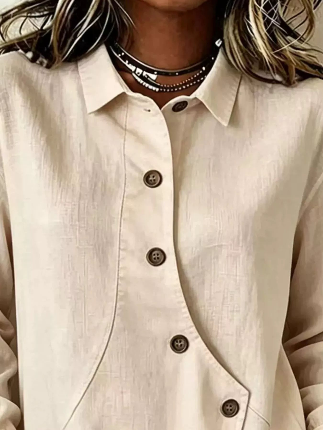 Trendsi Full Size Asymmetrical Button Down Shirt Plus Size -