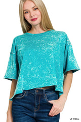 Trendsi Zenana Acid Crinkle-Washed Oversized T-Shirt -