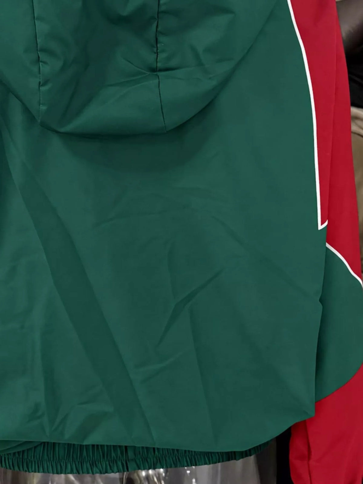 Letter Graphic Color-Block Jacket — construction details