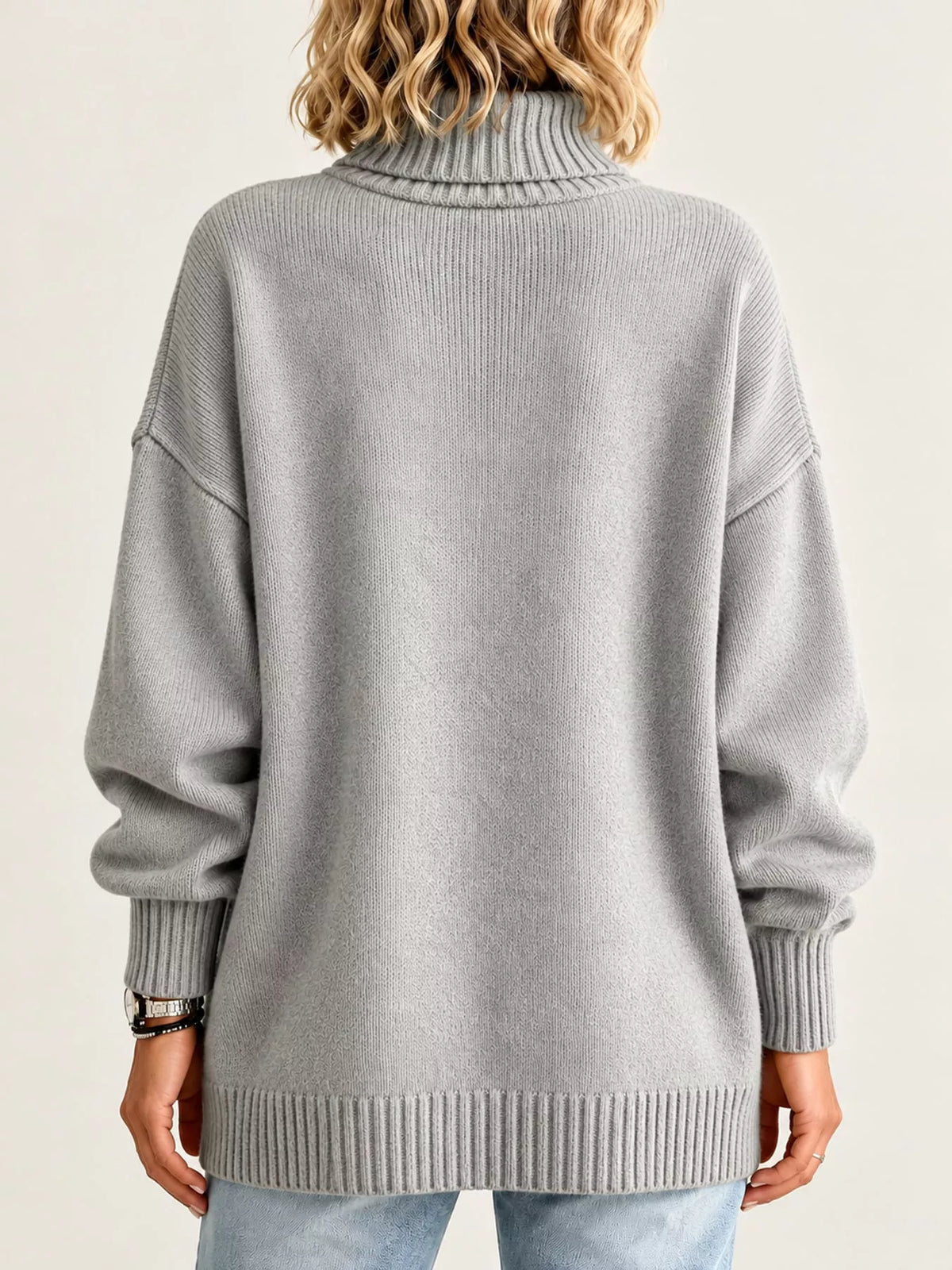 Oversized Turtleneck Pullover Sweater — back view