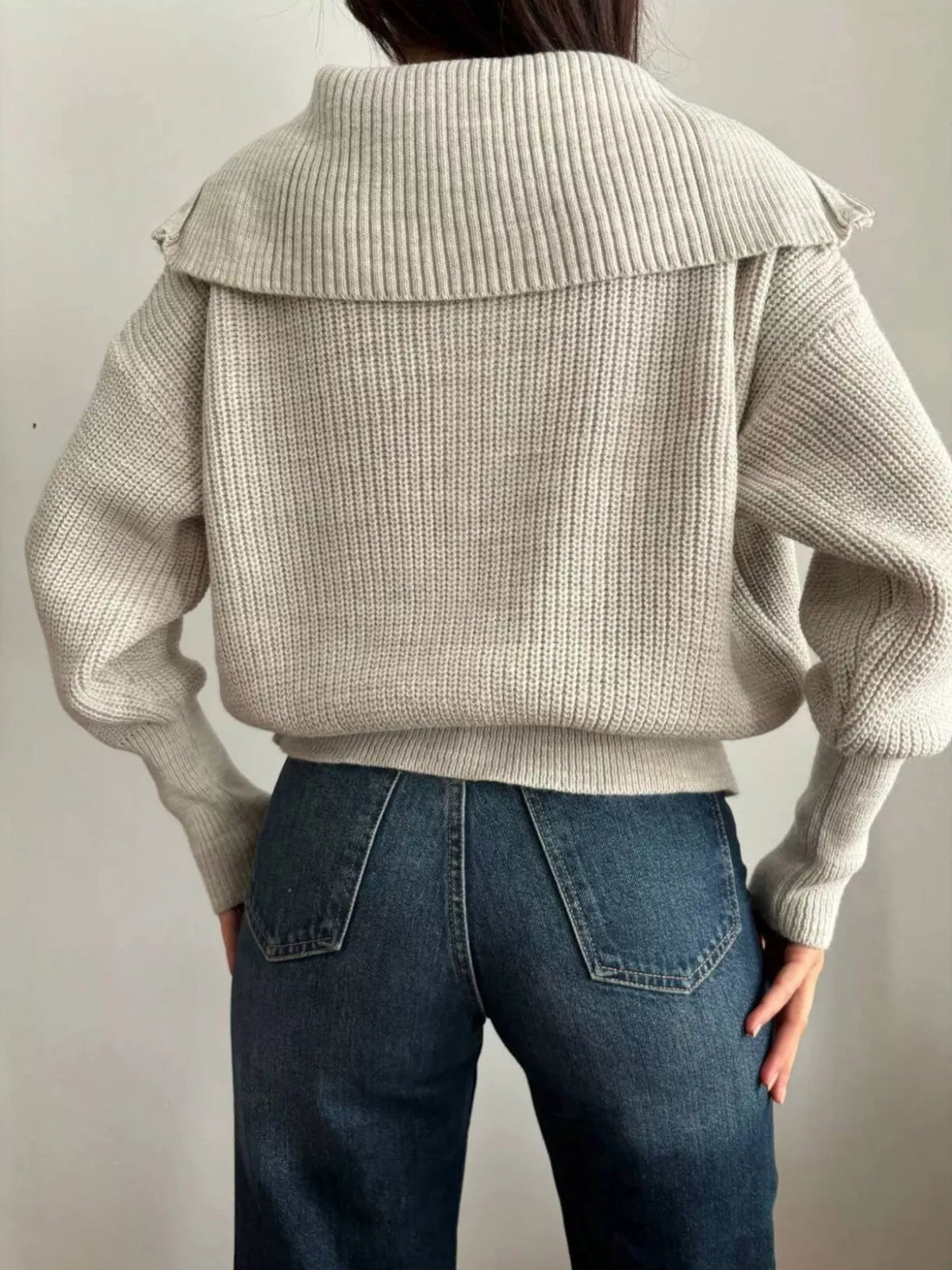Trendsi Zip Up Dropped Shoulder Cardigan -