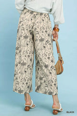 Trendsi Umgee Two Tone Floral Print Pants -