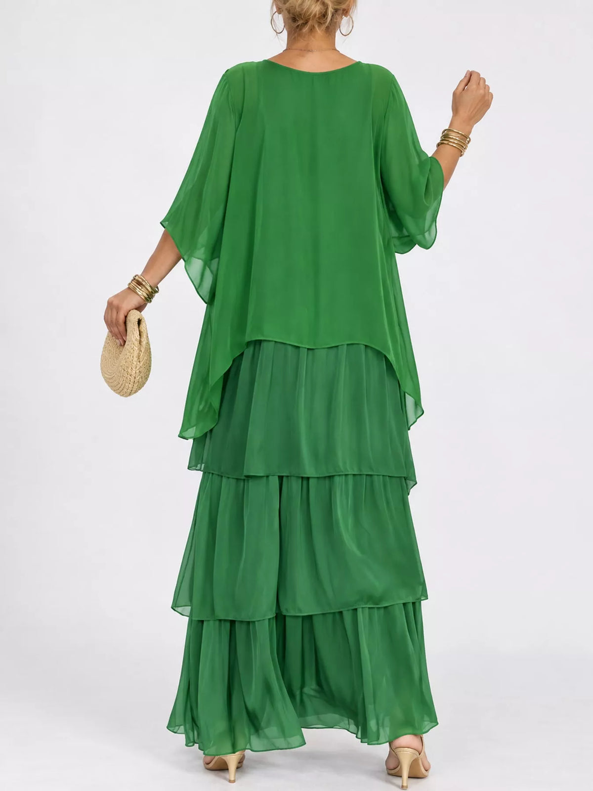 Layered maxi dress, green back