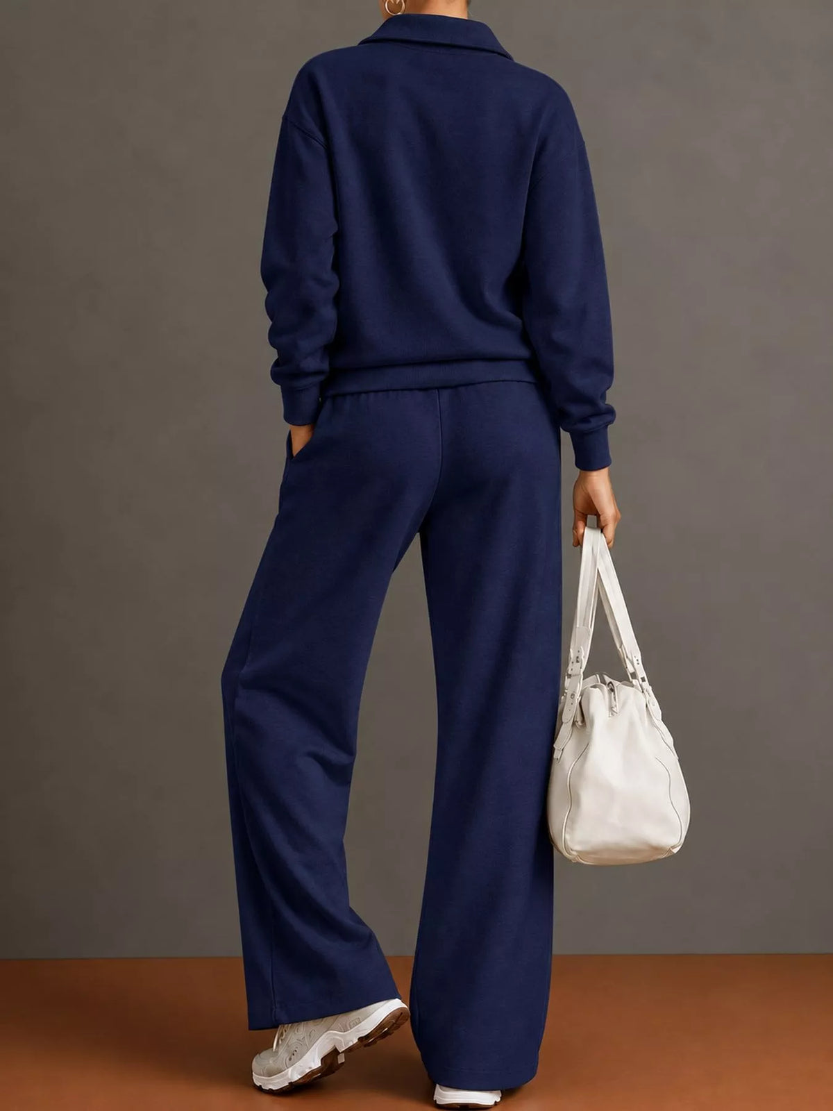 Collared long sleeve outfit set, back view