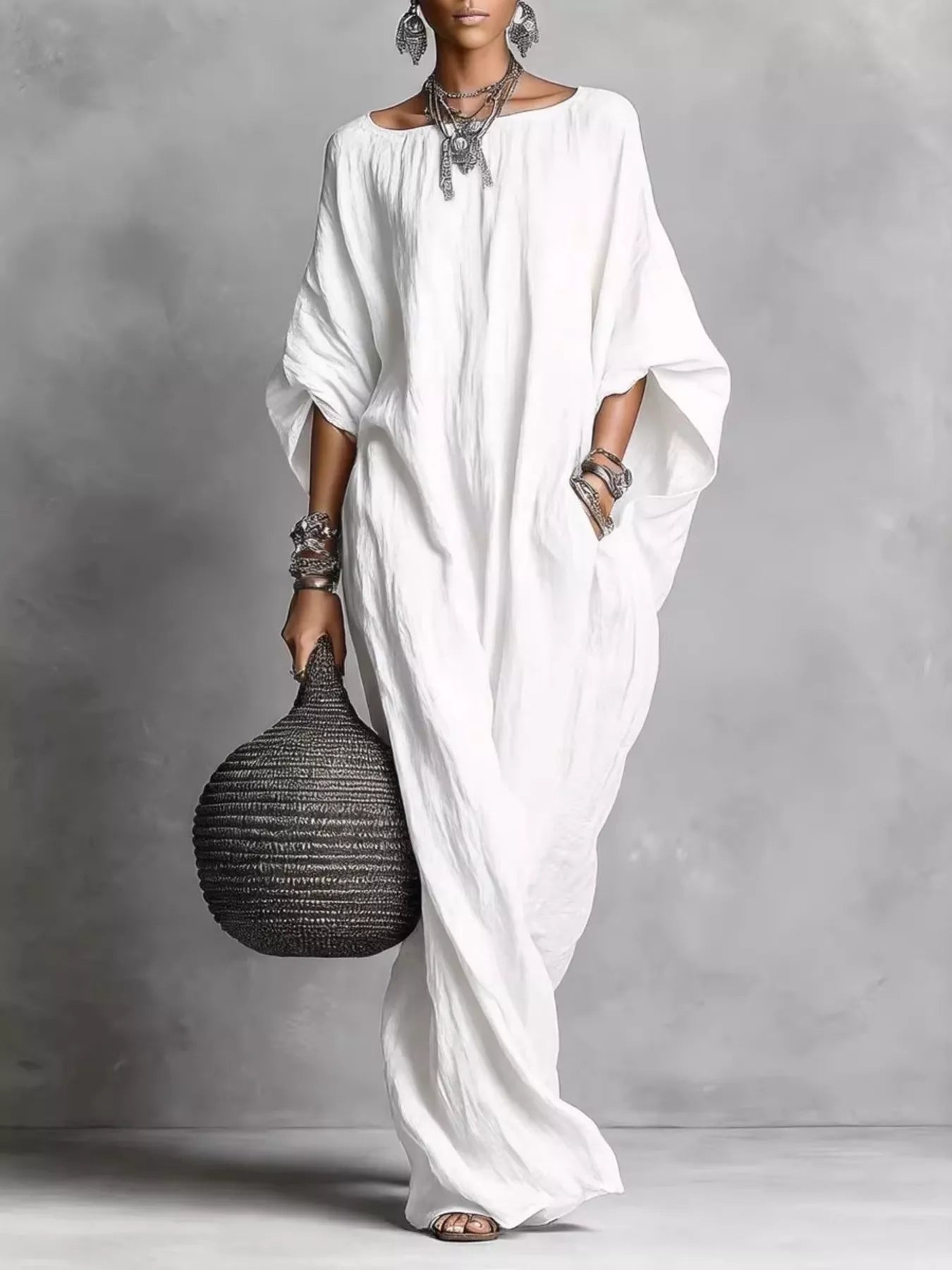 Trendsi Loose Fit Boat Neck Maxi Dress - Dresses