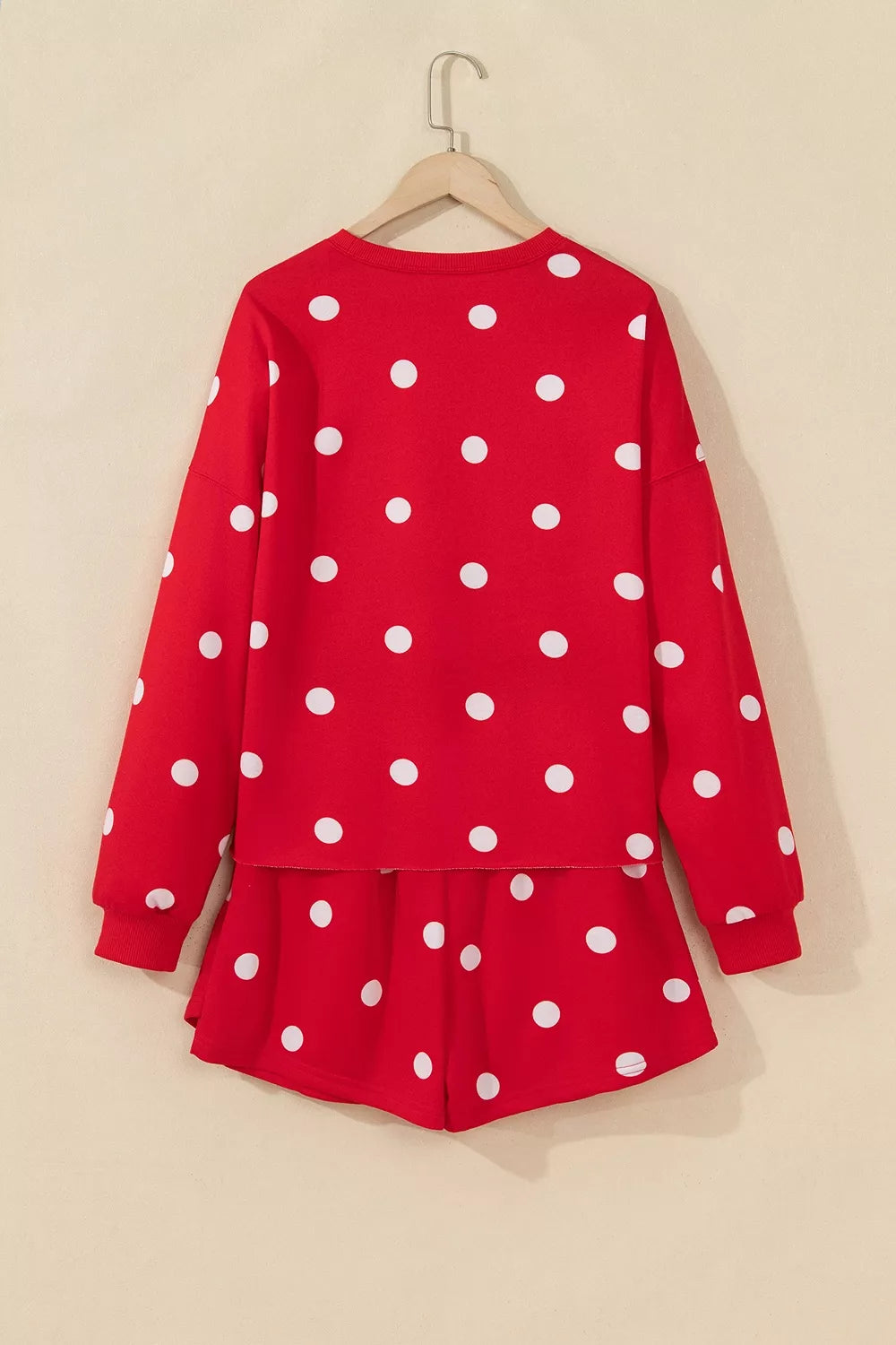 Polka Dot Raw Hem Top and Skort Set, back view