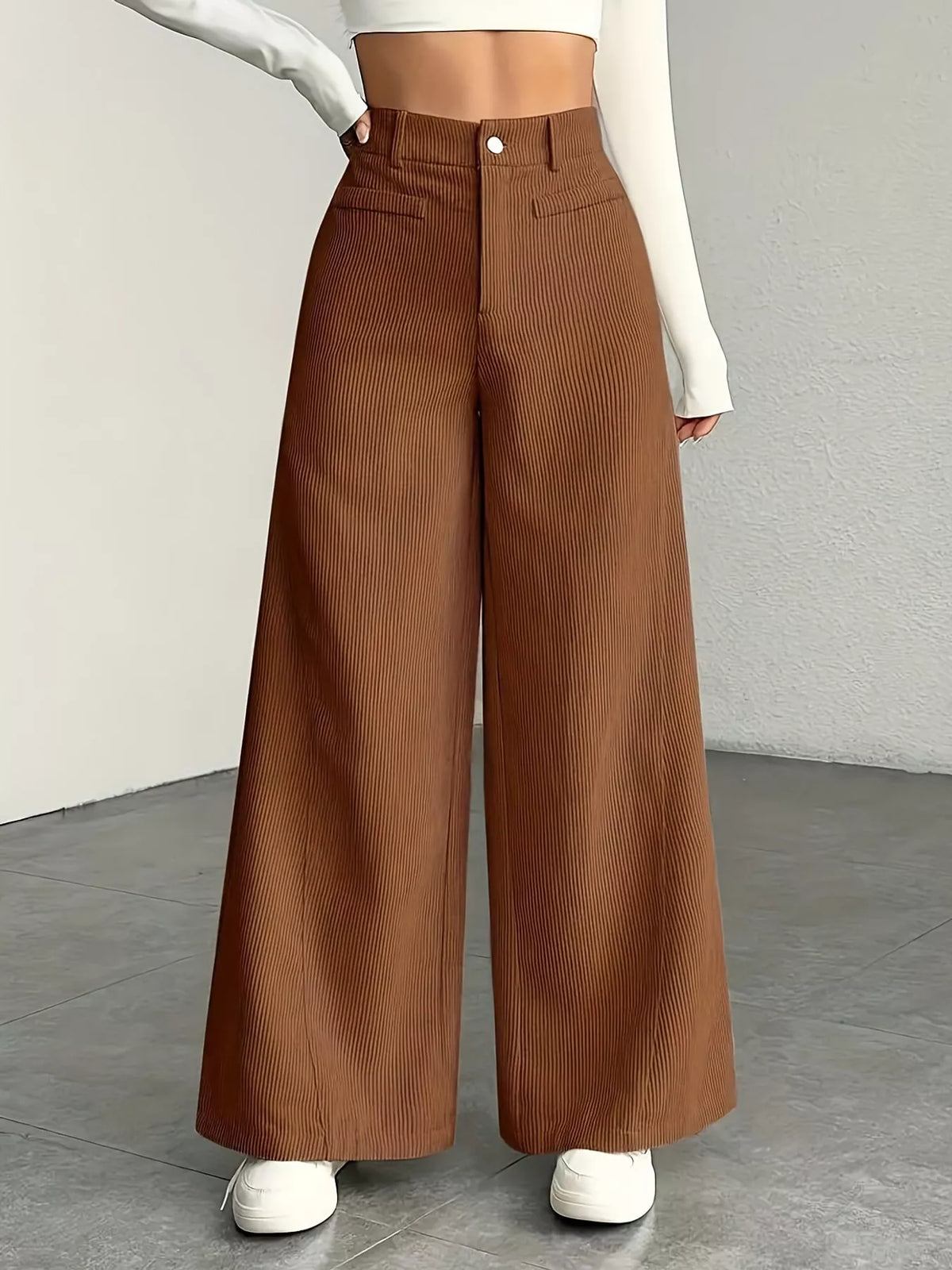 Light Brown high-waisted wide-leg pants
