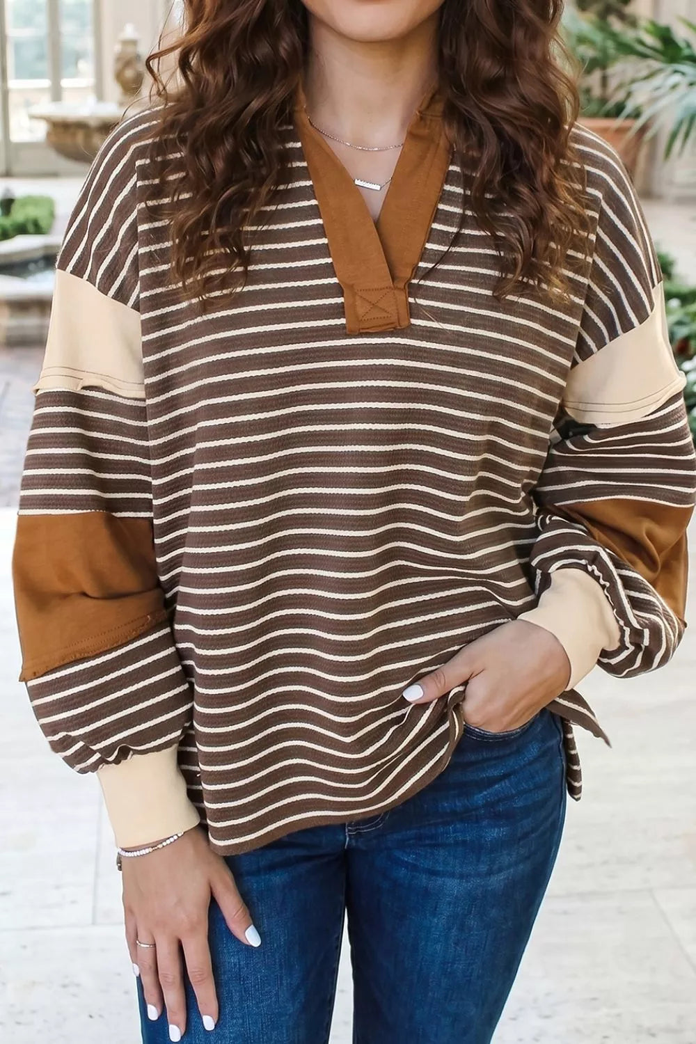 Trendsi Striped Dropped Shoulder Sweatshirt -