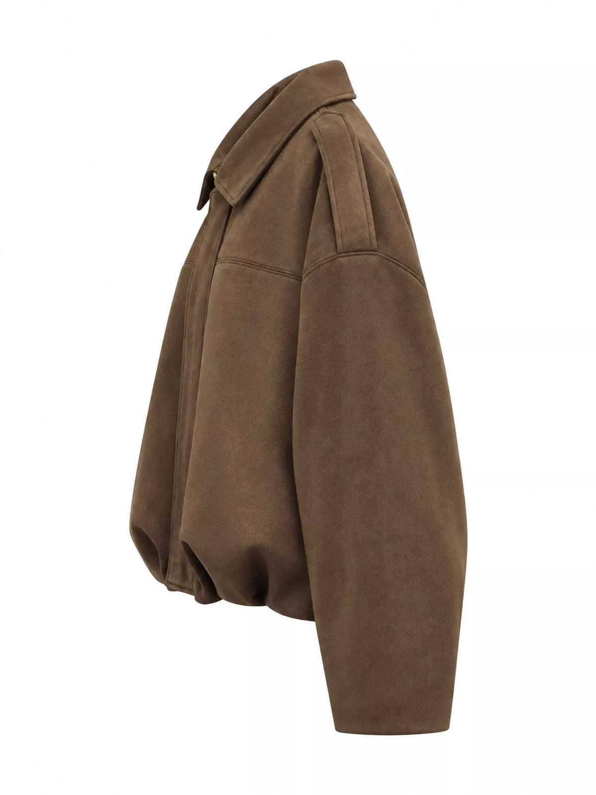 Faux Suede Collared Bomber Jacket — side view