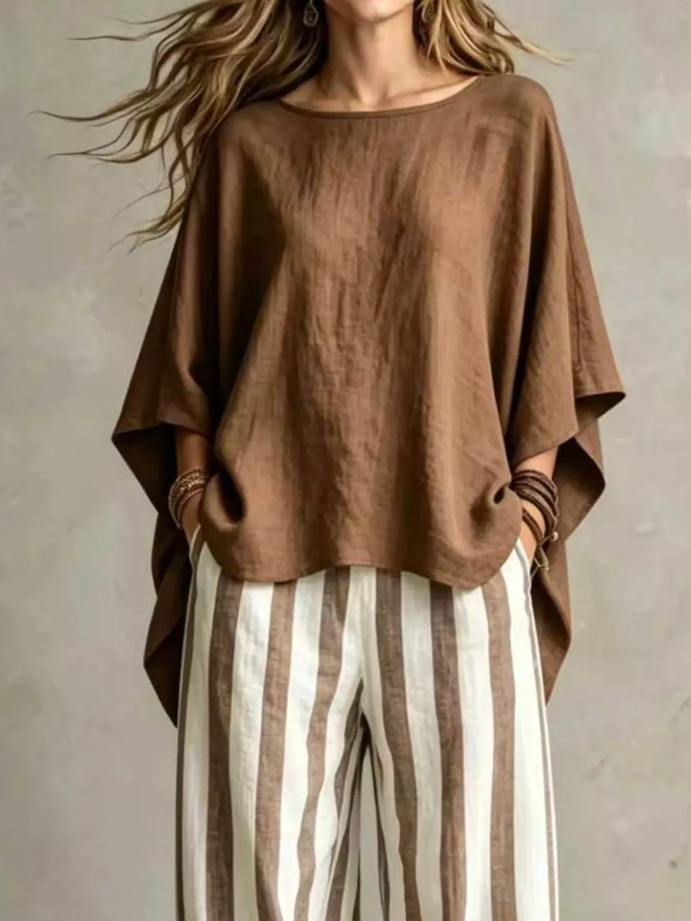 Trendsi Full Size Solid Color Top and Pants Set Plus Size -