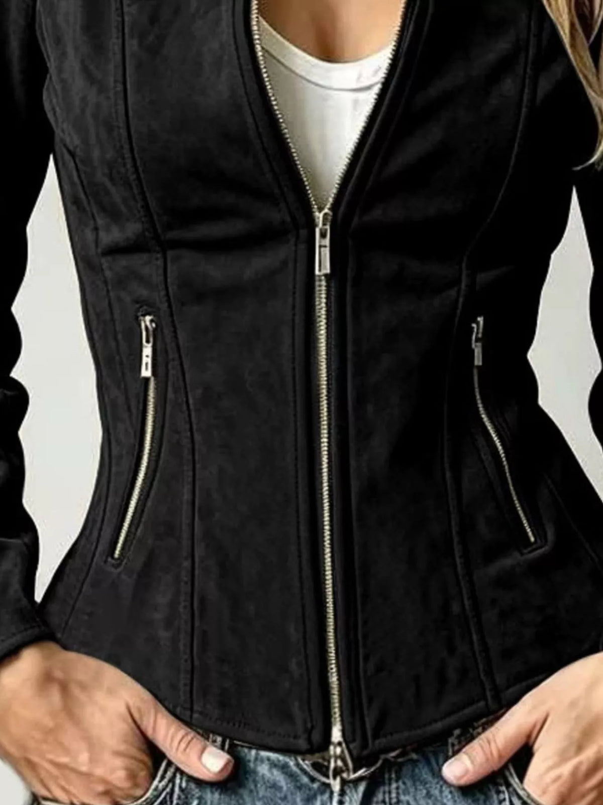 Slim-fit zip-up jacket