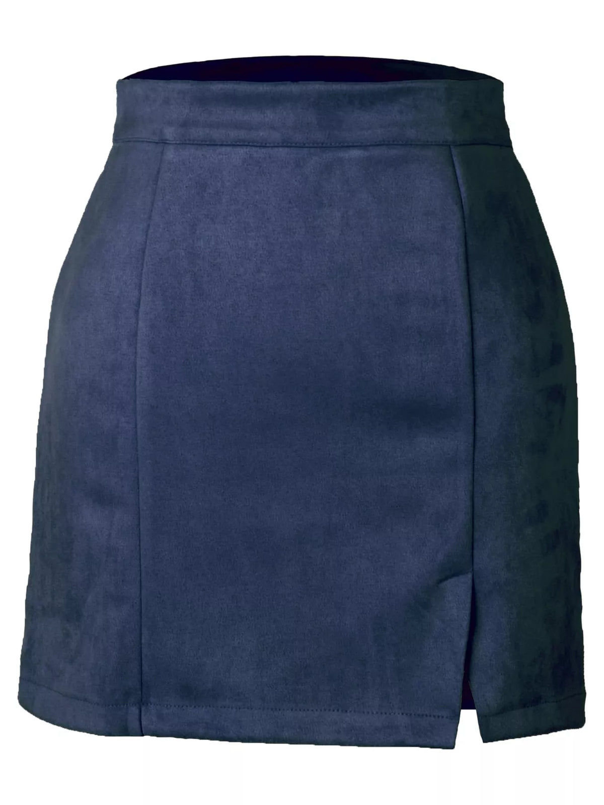 Zip-up mini skirt, navy flat front