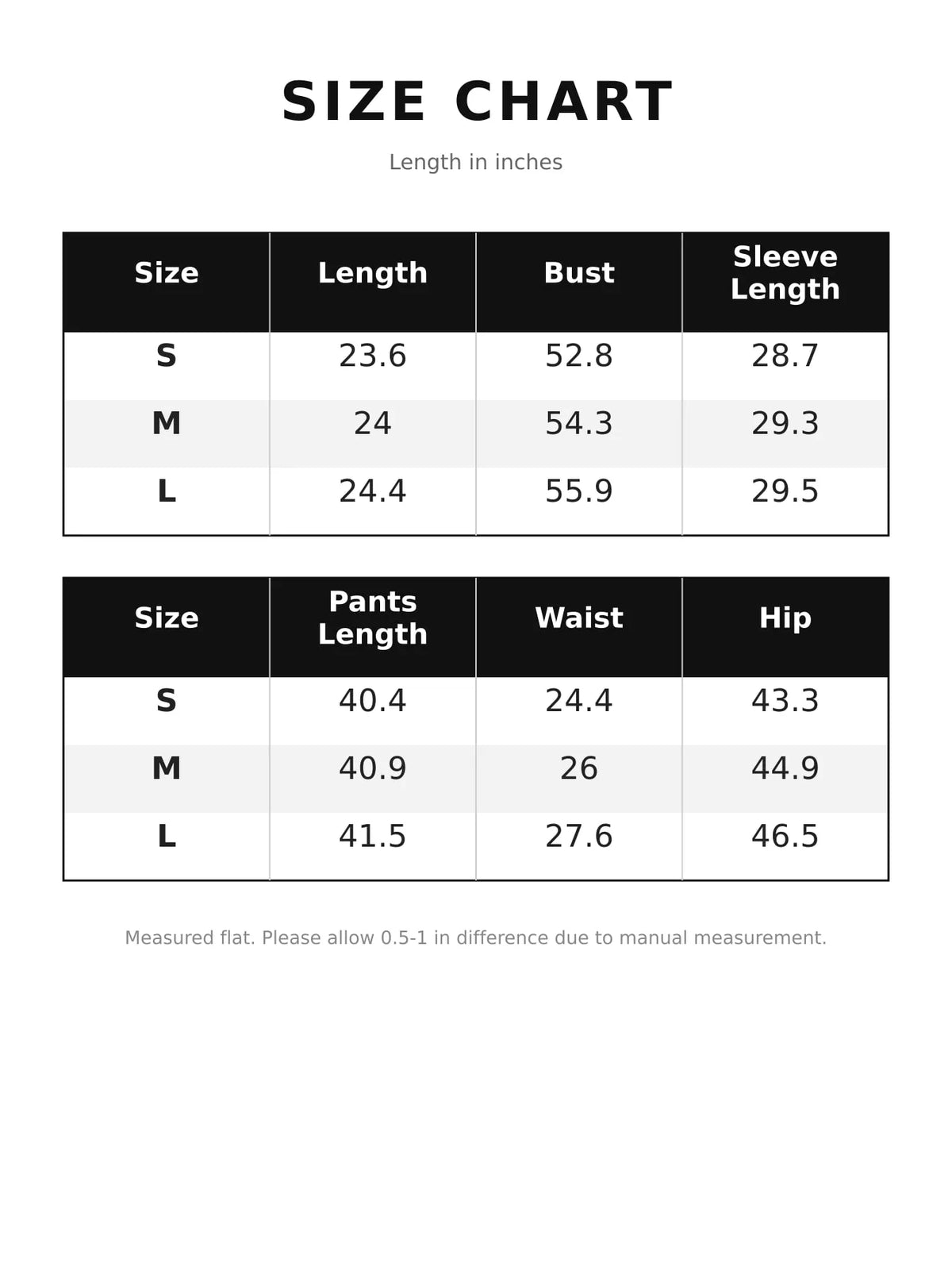Size chart for lapel double-breasted trench jacket