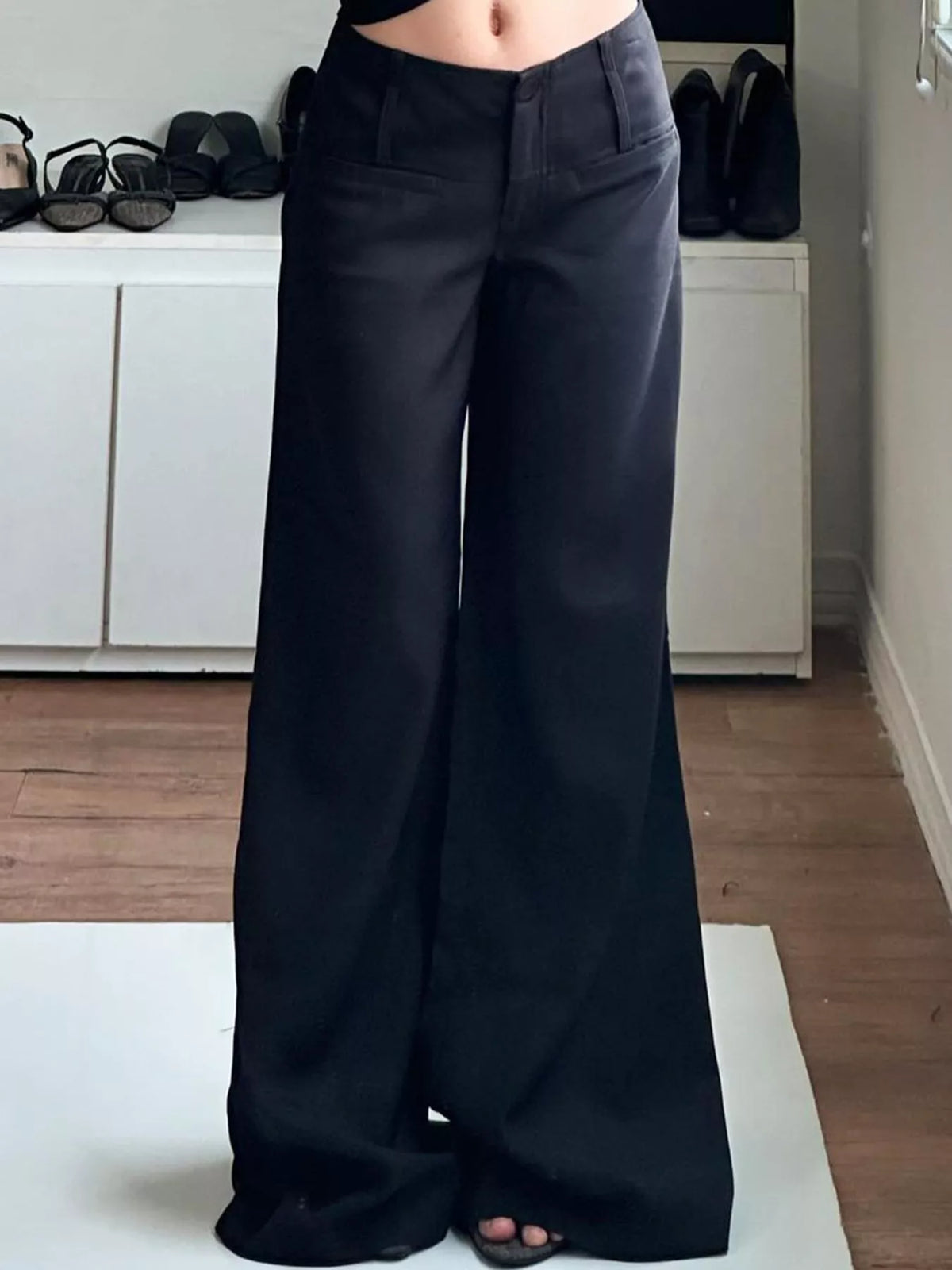 Flared pants, black front