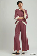 Trendsi Umgee Colorblock Side Stripe Straight Pants -