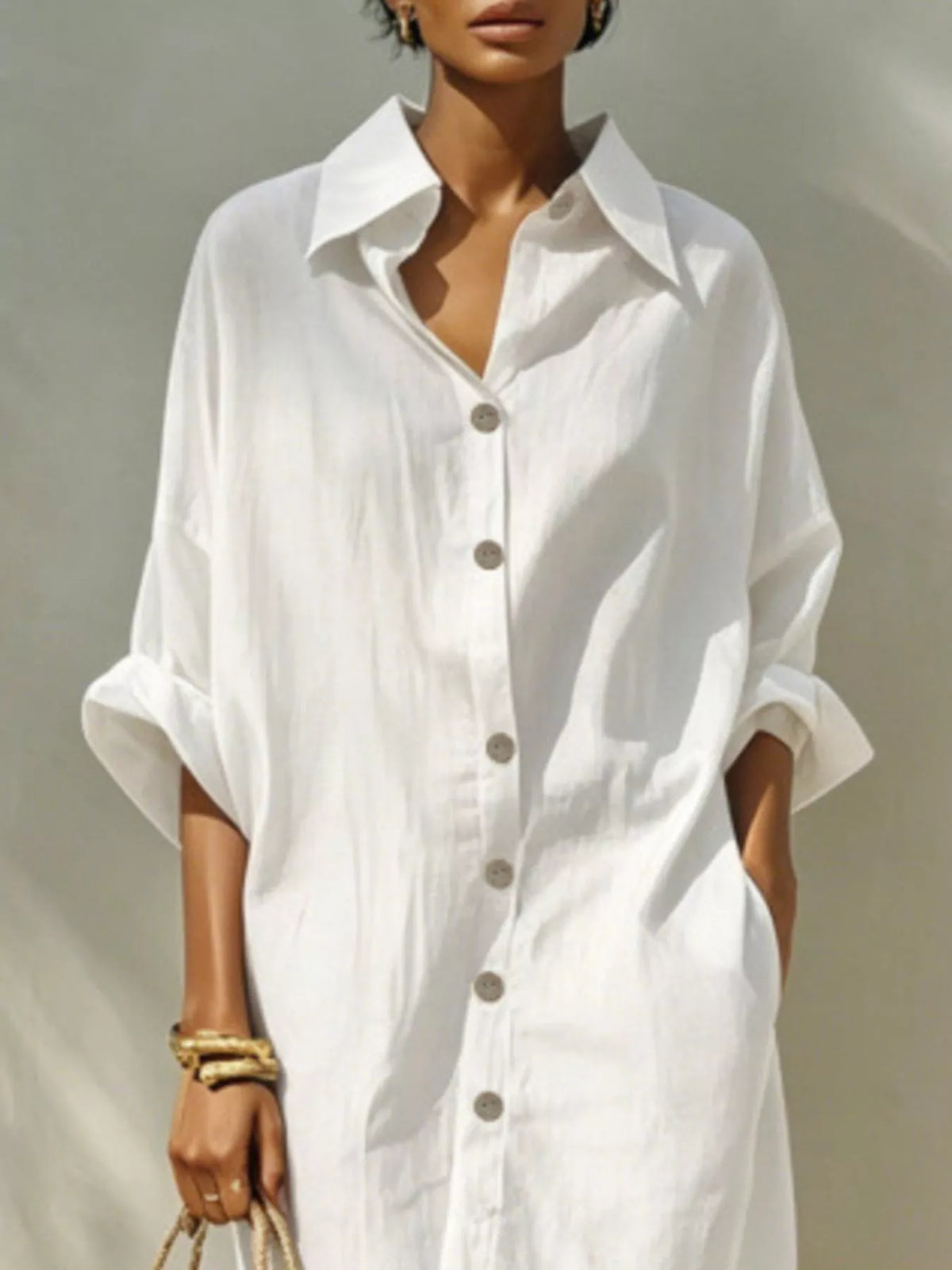 White button-down shirt dress