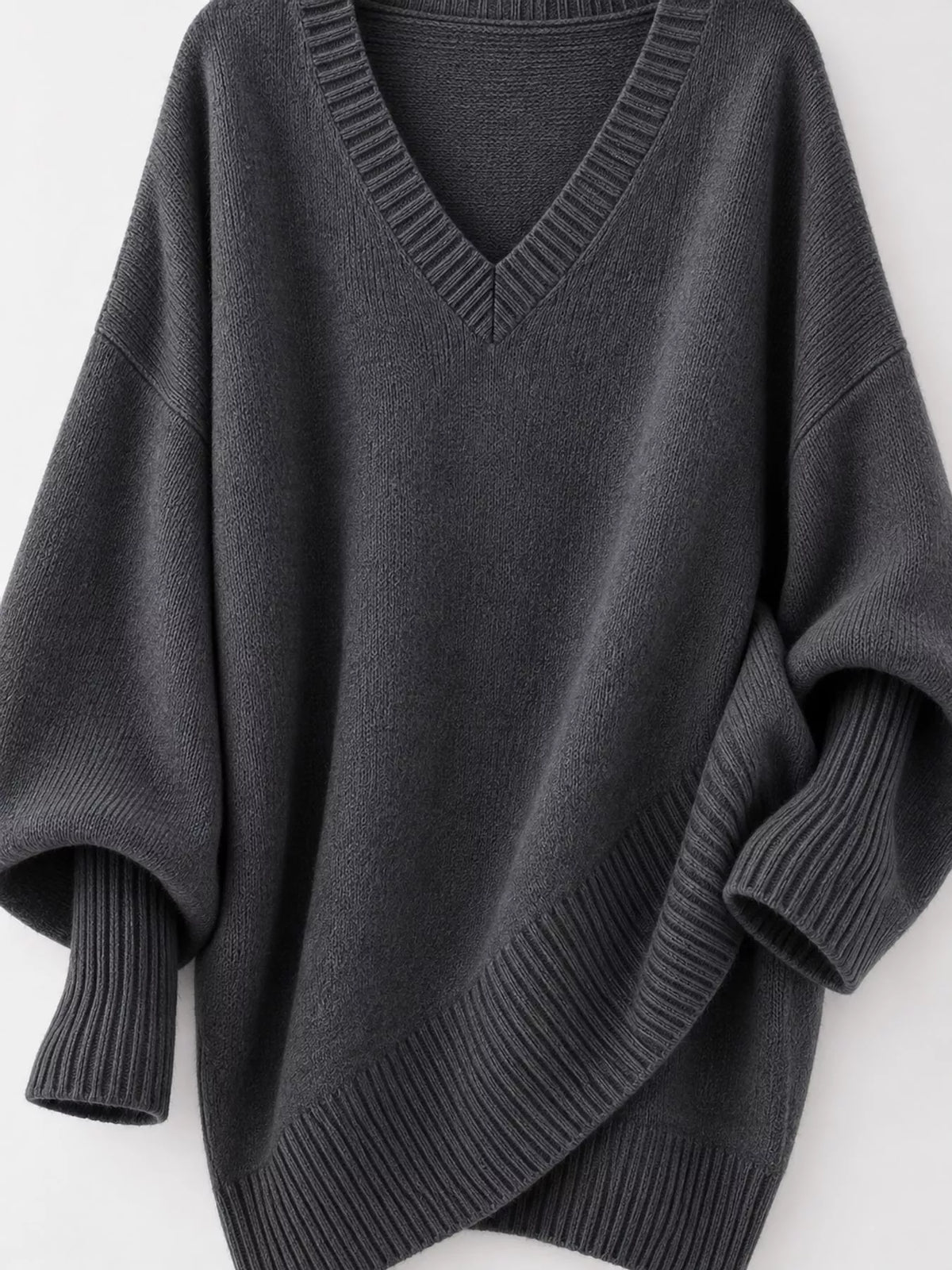 Batwing sweater, gray knit detail