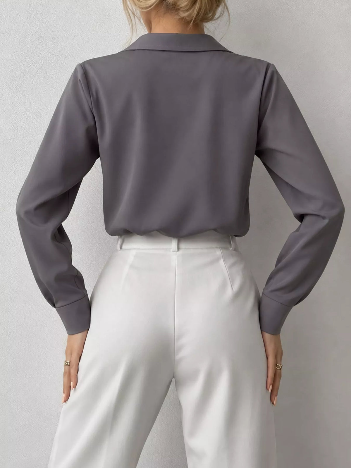 Button-up shirt, gray back