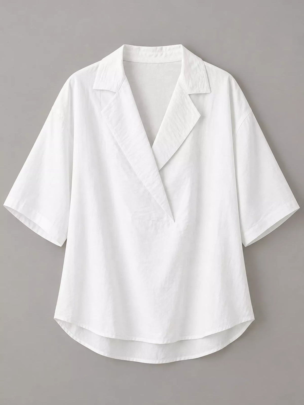 Half-sleeve blouse, white hanging front