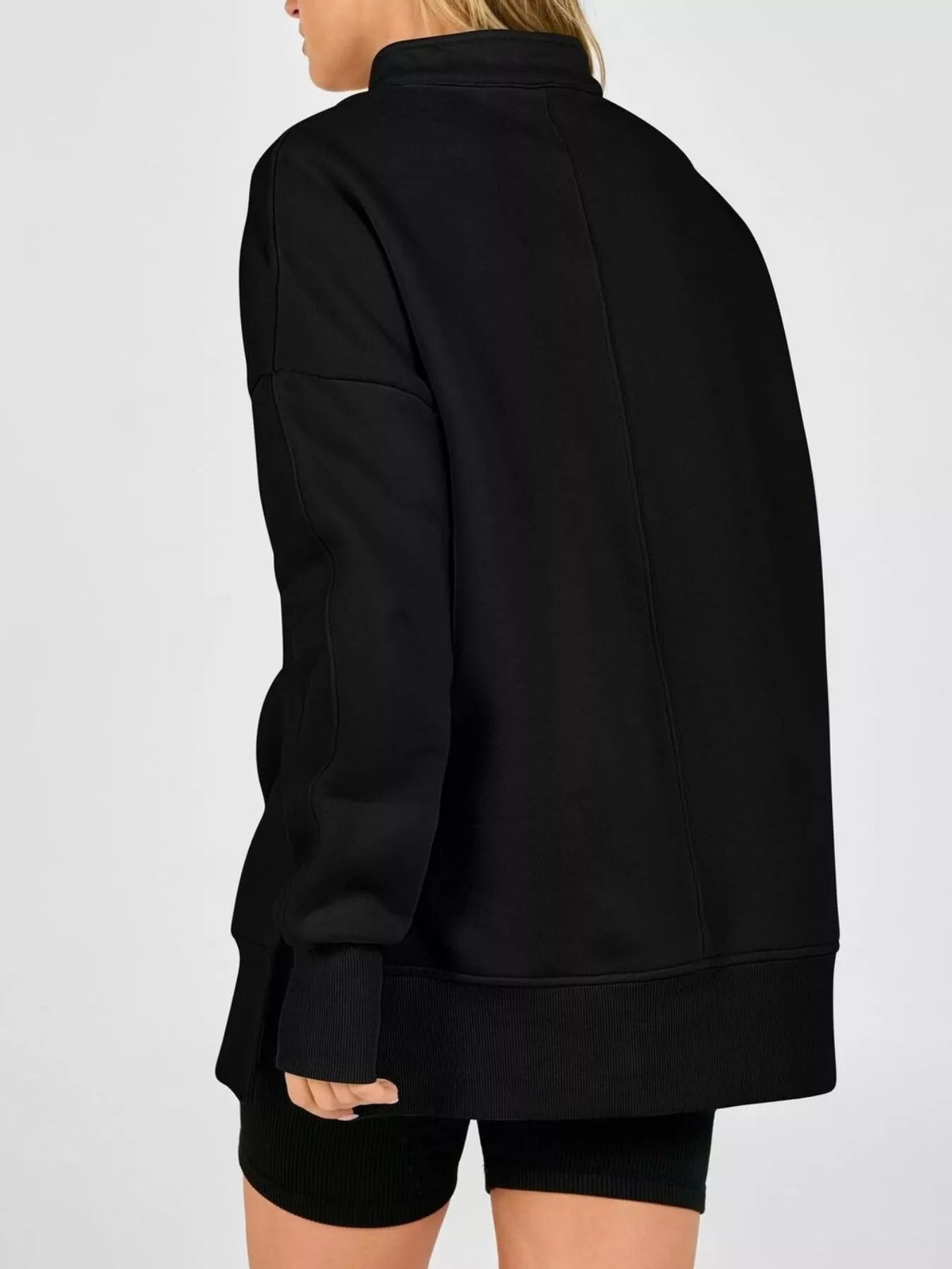 Trendsi Quarter-Zip Dropped Shoulder Sweatshirt -