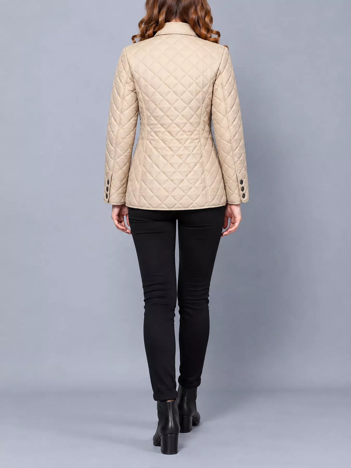 Quilted Lightweight Button-Down Jacket — back view