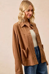 Trendsi BiBi Corduroy Relaxed Fit Shacket with Back Pleat -