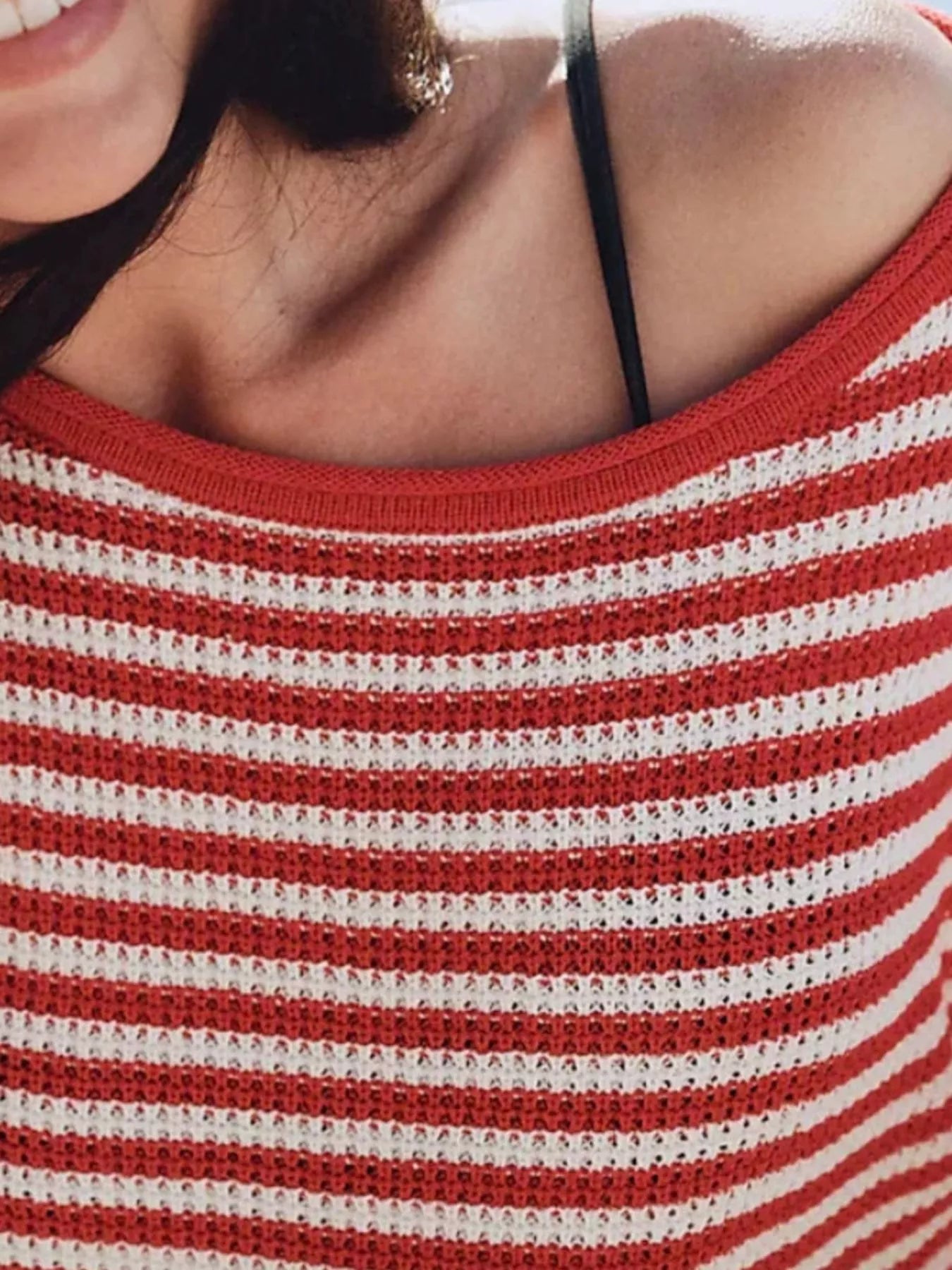 Trendsi Striped Boat Neck Knit Sweater -