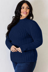 Trendsi Basic Bae Full Size Ribbed Mock Neck Long Sleeve T-Shirt -