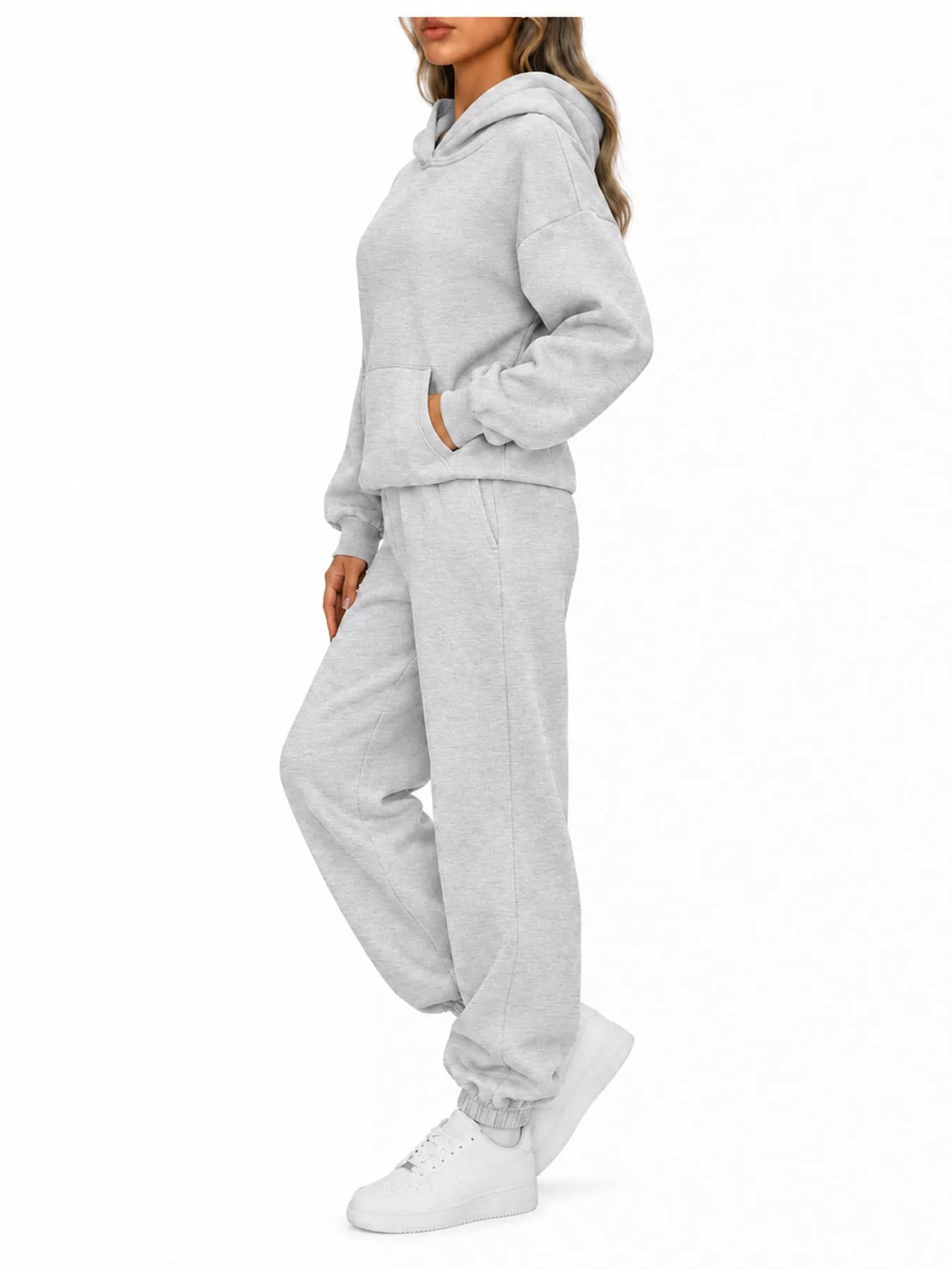 Kangaroo Pocket Hoodie and Joggers Set — side view