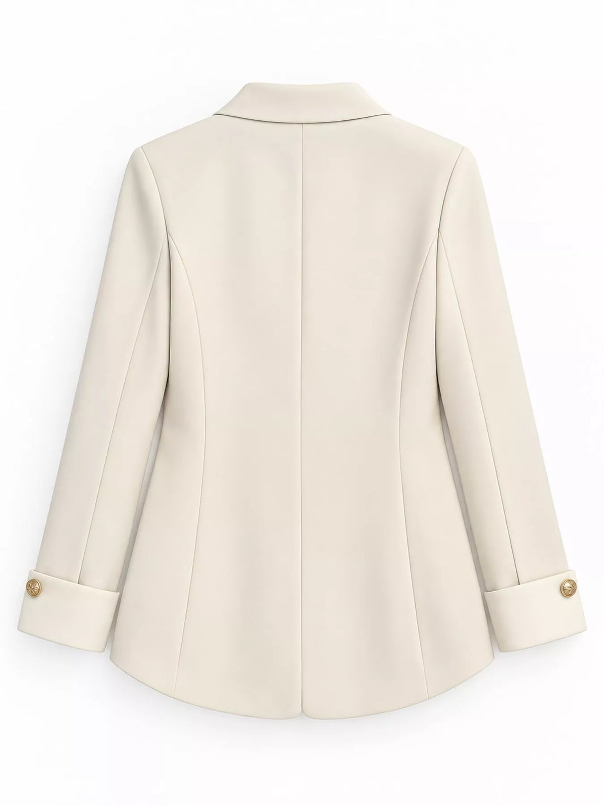 Cream single-breasted blazer with gold-tone buttons, back view