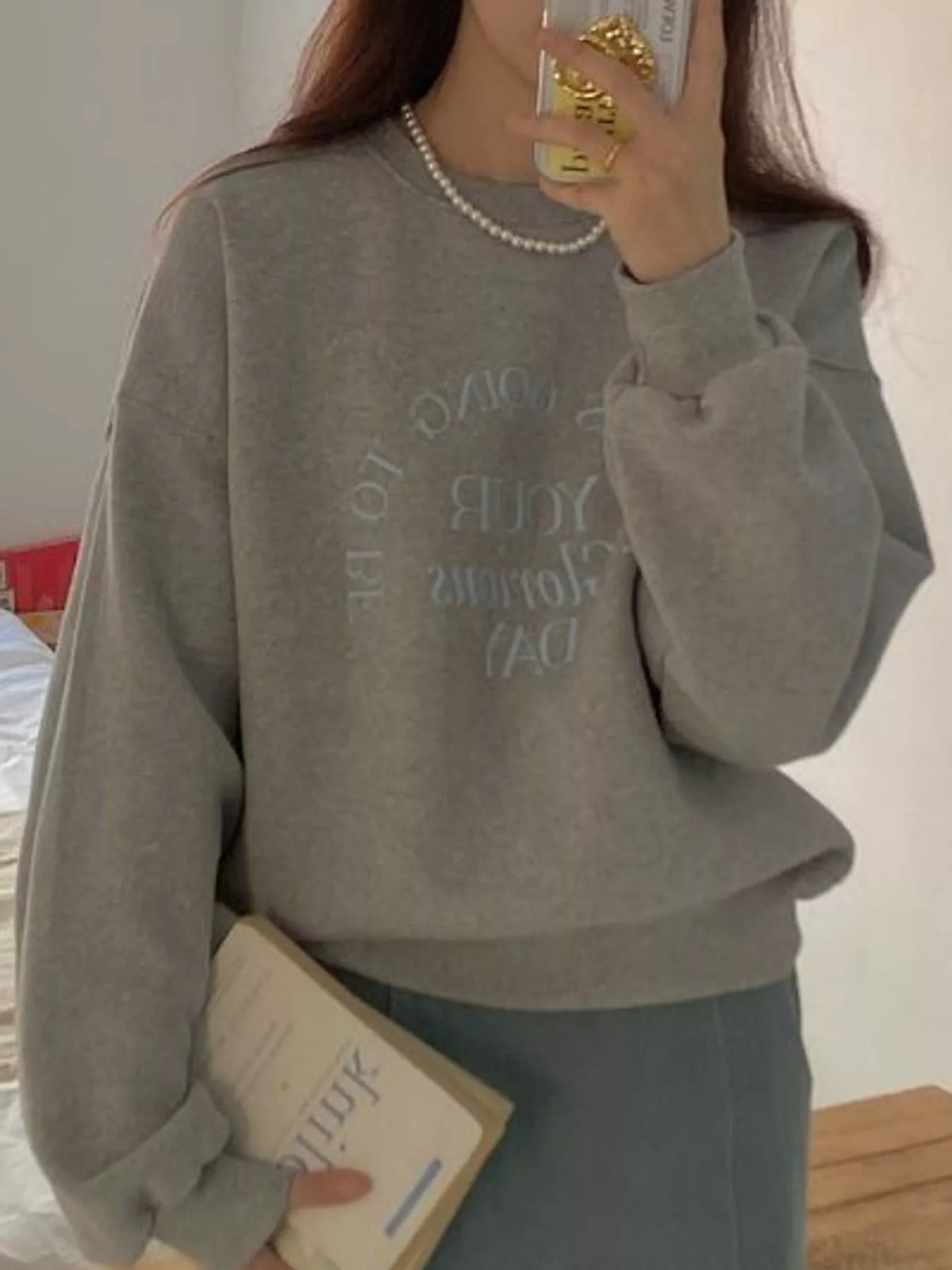 Oversized Graphic Crewneck Sweatshirt — front view