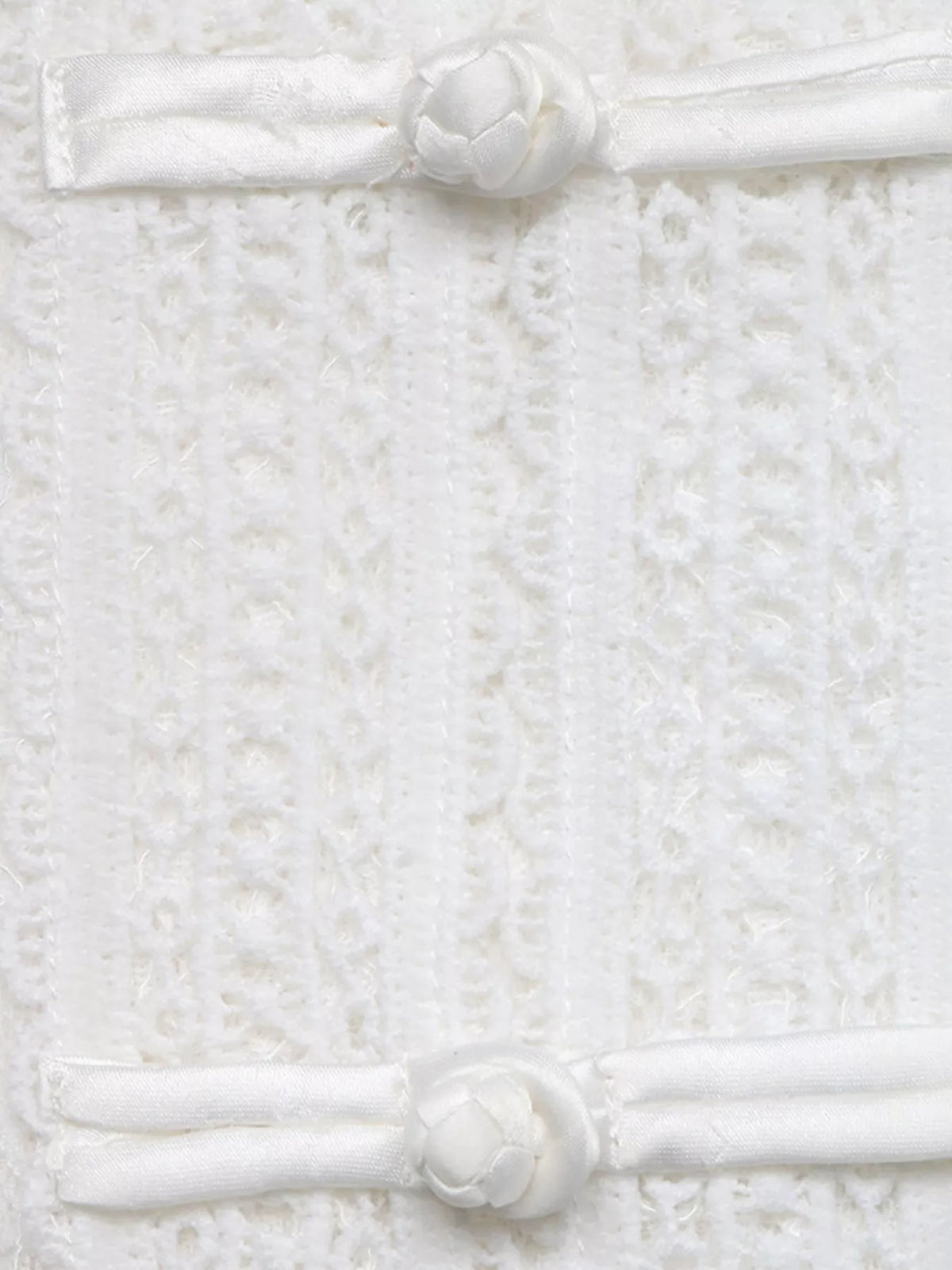 Lace mandarin-collar frog-button shirt