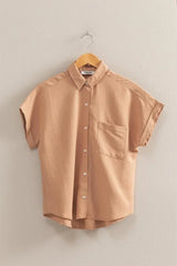 Trendsi HYFVE Button Down Collared Neck Short Sleeve Shirt -